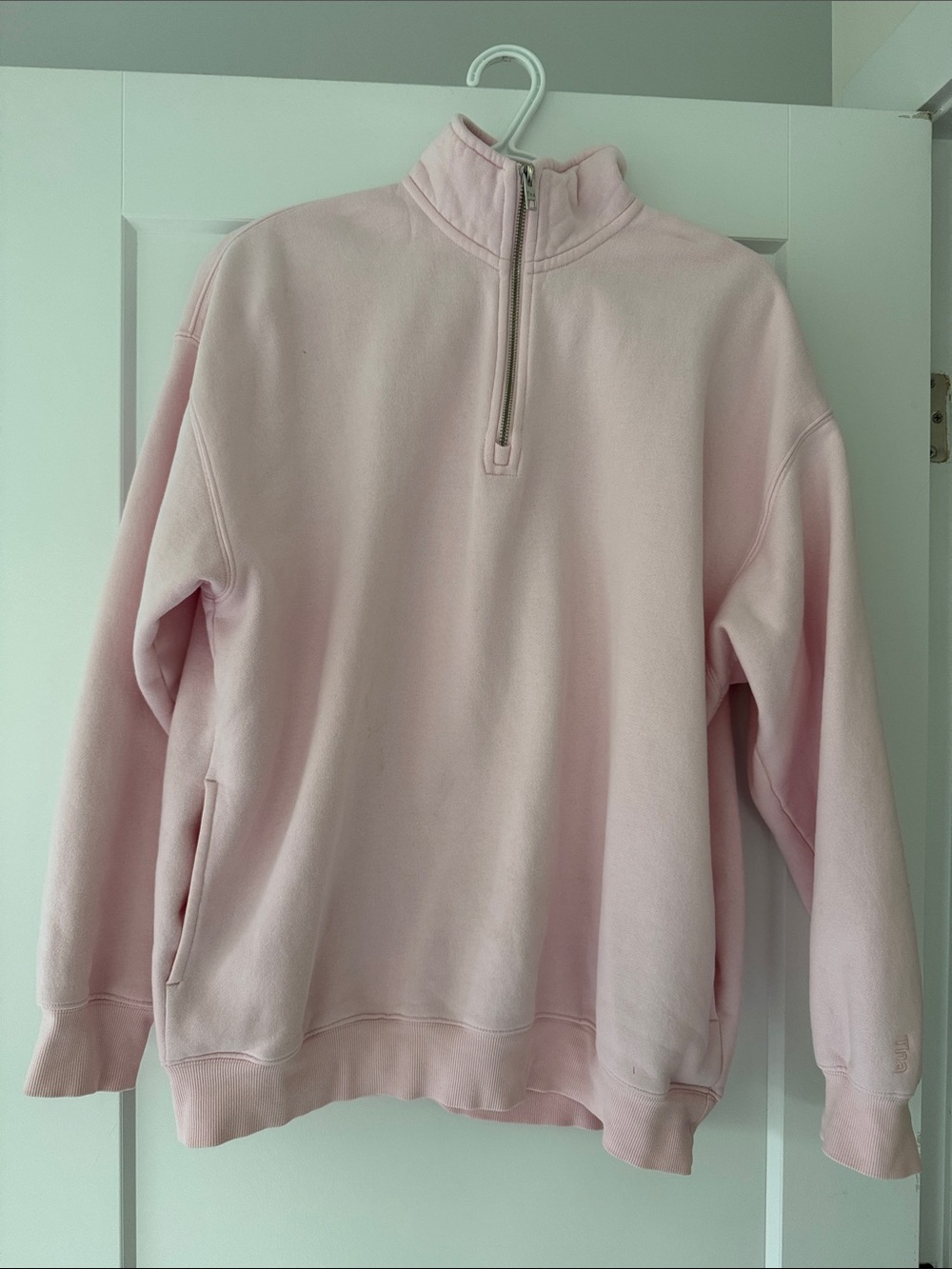 Aritzia Light Pink Half-Zip Pullover Sweatshirt